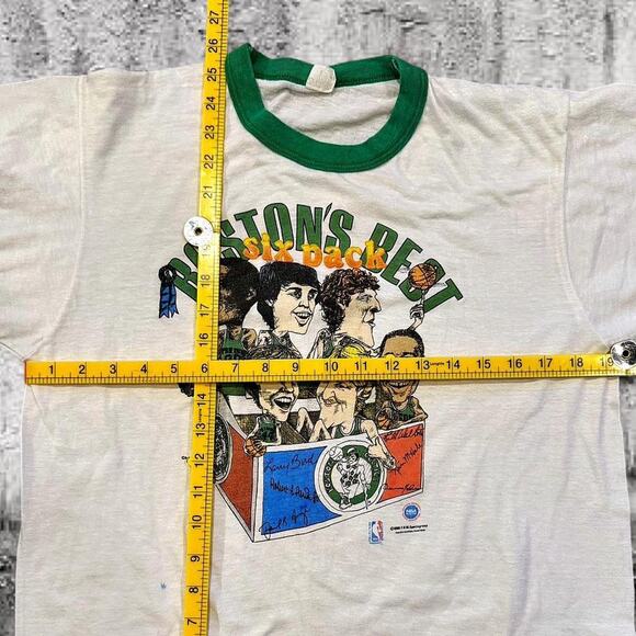 1986 Boston Celtics “Six Pack” Ringer Tee – Salem Screen Stars - S/M Vintage - Picture 7 of 8